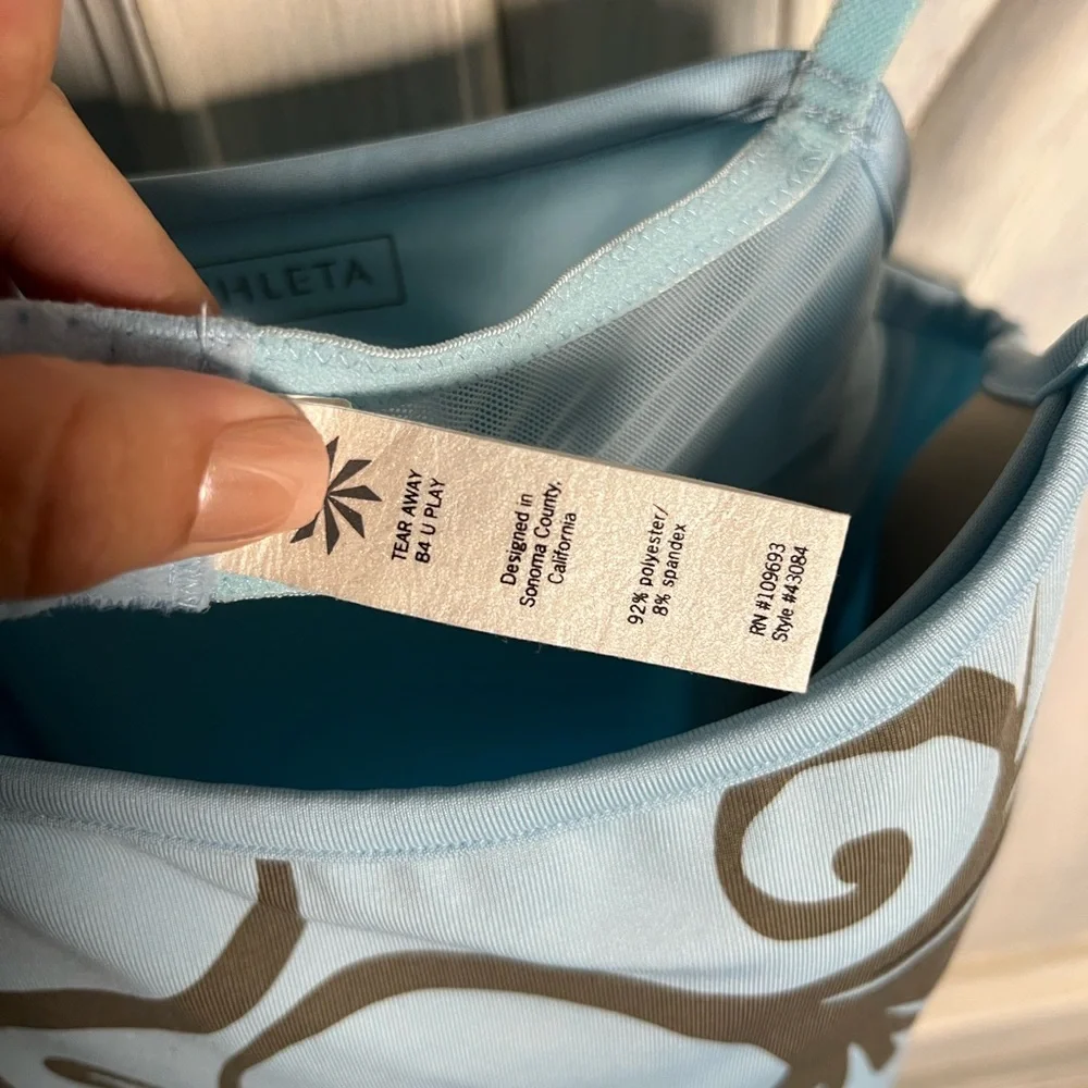 Athleta Light Blue Paisley Swirl Shoreline Swim Active Dress - Picture 5 of 7